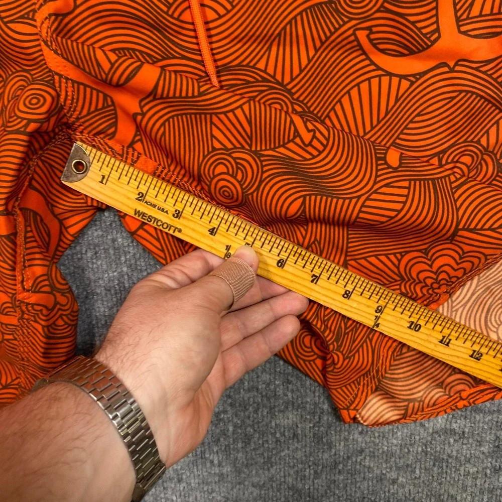 The North Face Mens Orange Anchor Wave Print Board Shorts‎ Swim Trunks Size 36